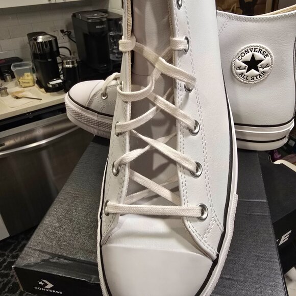 Converse All Star 561676C Platform Hi lift Leather White Mens Size 13 NEW - Picture 3 of 11